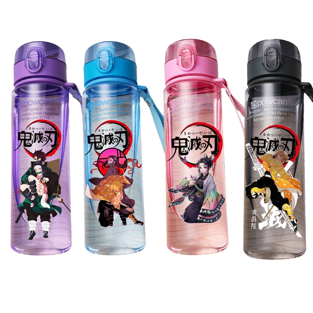 560ml Demon Slayer Kochou Shinobu Tomioka Giyuu Kamado Tanjirou Kamado Nezuko Agatsuma Zenitsu Plastic Anime Water Cup Bottle