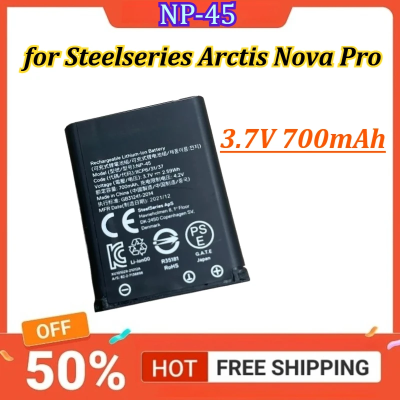 NP-45 3.7V 700mAh Wireless Bluetooth Headset Battery for Steelseries Arctis Nova Pro Replacement Battery