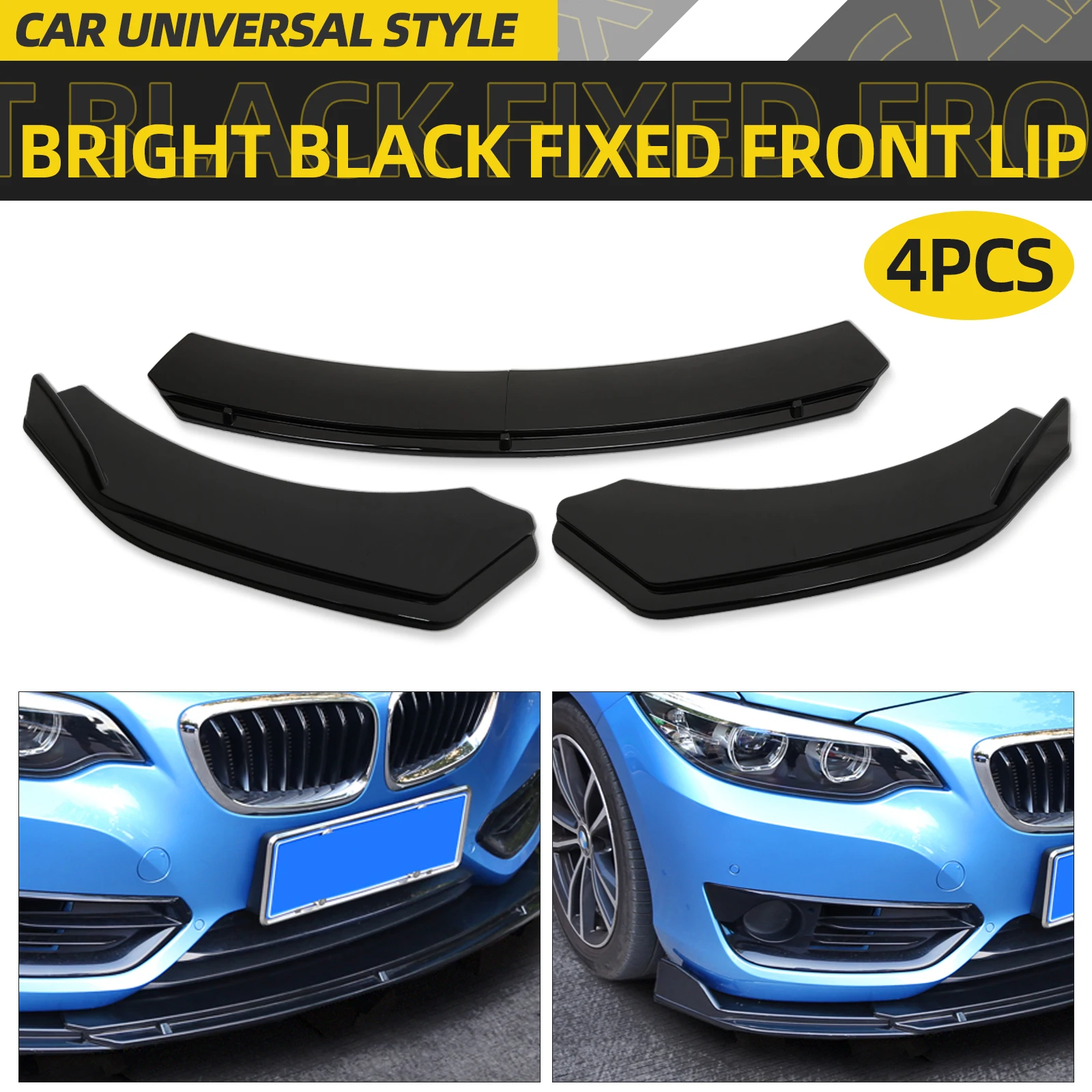 4PCS Car Front Bumper Lip Body Kit Spoiler Splitter Carbon Fiber Bumper Canard Lip Splitter for Golf 6 7 7.5 Universal