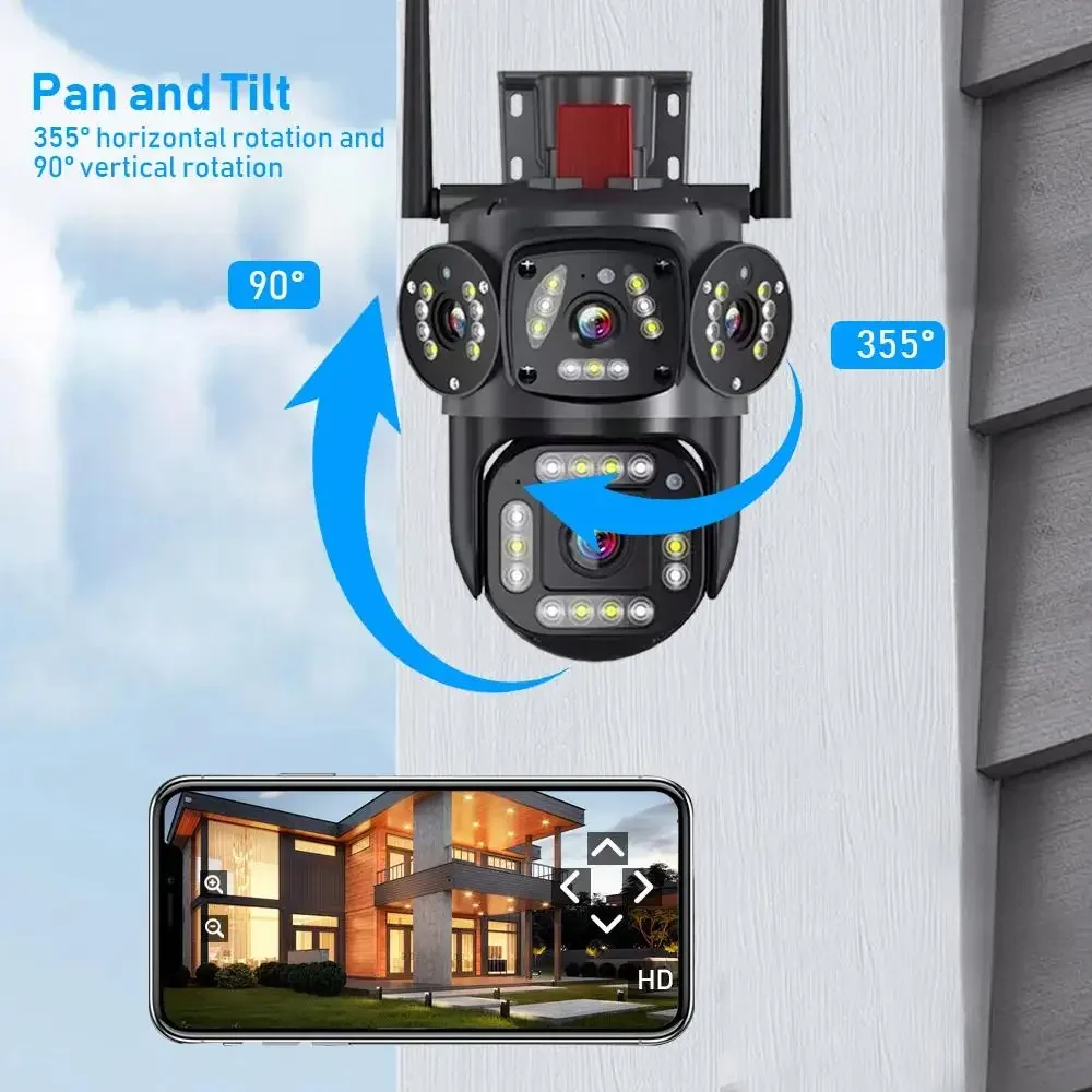 AIOOK-cámara IP YOOSEE HD de 8MP para exteriores, intercomunicador bidireccional con visión nocturna, impermeable IP66, cámara de seguridad de 360 °, seguimiento móvil