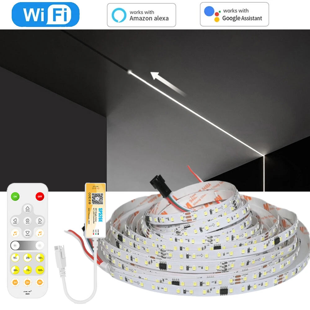 5M 10M 20M WiFi Running Water Flowing LED Strip 24V Horse Race Light Flexible Linear Lamp RF Remote for Alexa Google Assistant