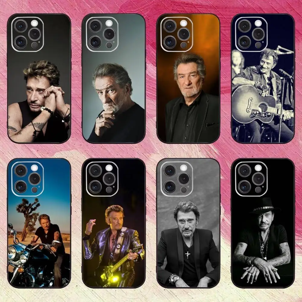 

J-Johnny H-Hallyday Music Phone Case For iPhone17,16,15,14,13,12,11 Plus,Pro Max Soft Black Cover