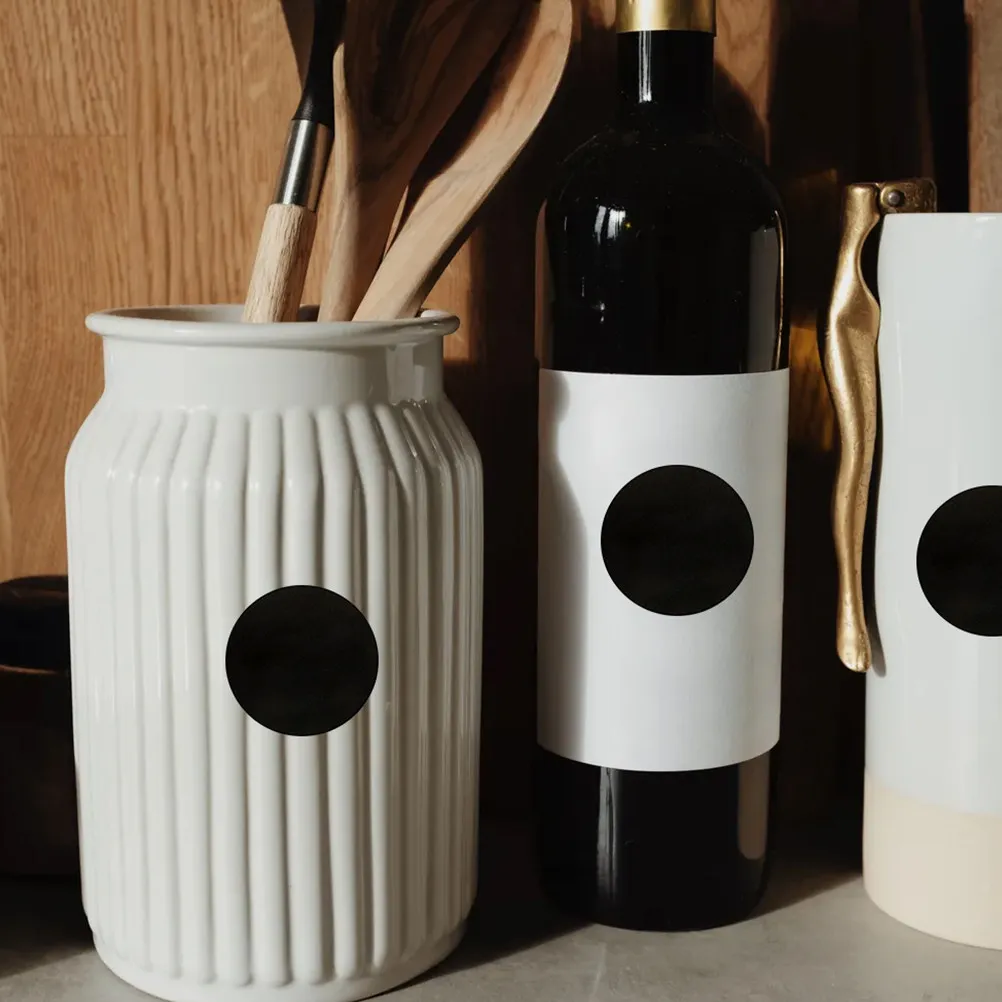 

3 Rolls Writing Chalkboard Labels Self-Adhesive Round Stickers for Kitchen Bottles Cans Memo Reminders Decorative Waterproof