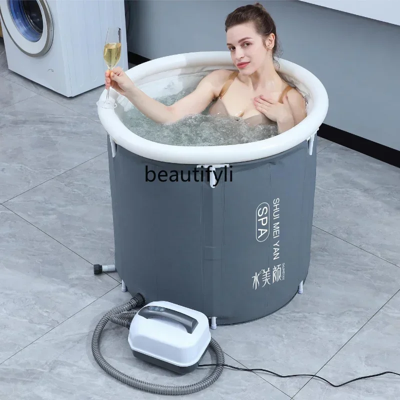 Folding Spa Massage Bath Barrel Inflatable Whirlpool Bathtub Constant Temperature Bath Bucket Bathtub Bath Bucket Home Full