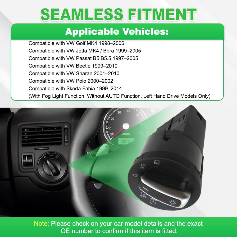 3BD941531 1C0941531 لشركة فولكس فاجن جيتا MK4 / بورا 1999-2005 مفتاح التحكم في المصباح الأمامي للسيارات #1