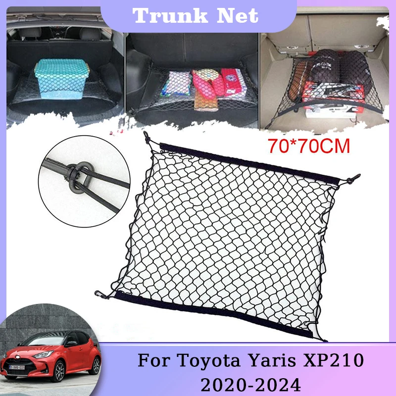 Trunk Storage Net For Toyota Yaris XP210 Mazda2 Hybrid MK4 2020 2021 2022 2023 2024 Nylon Mesh Auto Rear Luggage Organizer Parts