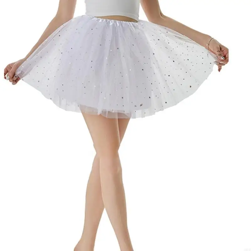 Women's Tutu Skirt Mini Ballet Skirt Adult Layered Tutu Sequins Skirt for Party