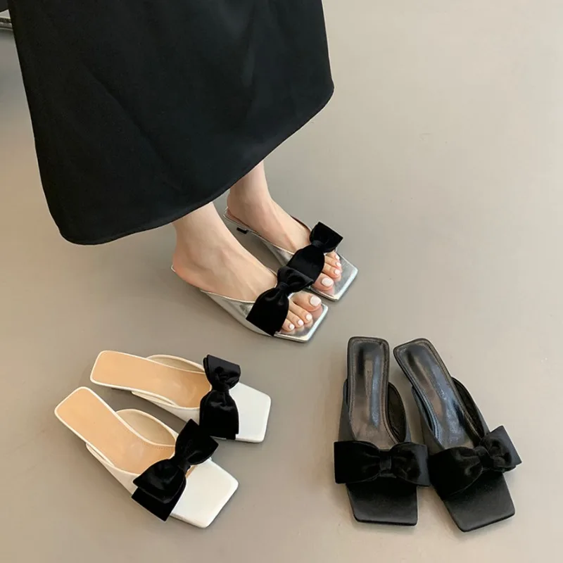 

Women Heeled Slippers Fashion Dress Shoes Summer Luxury Sandals Woman 2025 Beach Flip Flops Party Elegant Femme