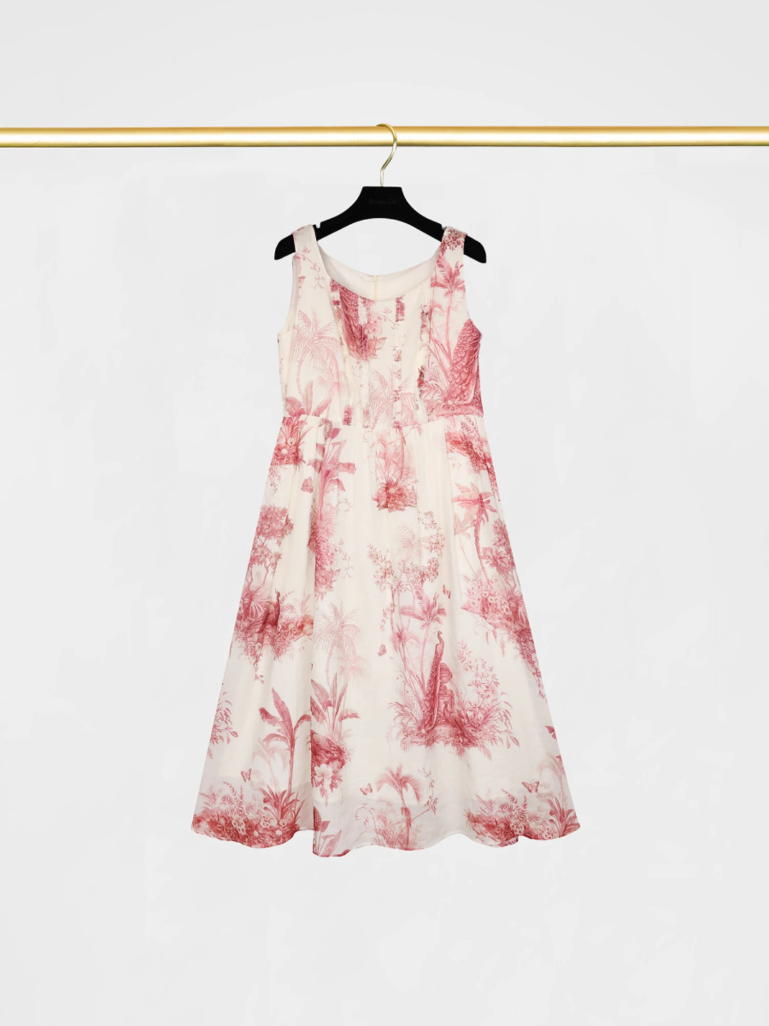 

Элегантное льняное летнее/весеннее платье без рукавов с принтом под дерево, повседневная модель X-версии для женщин от RuienCo