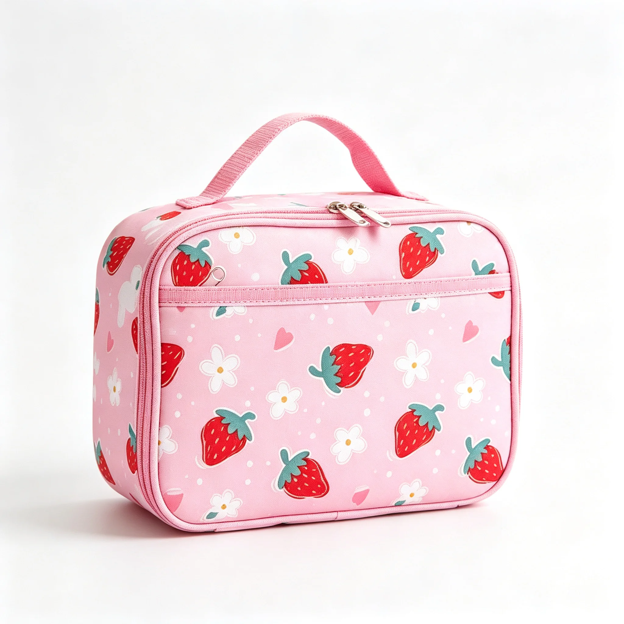 Dinosaur Excavator Strawberry Kids Insulated Lunch Bag Cute Floral Print Soft Cooler Lunch Box Tote for Boys Girls School Travel