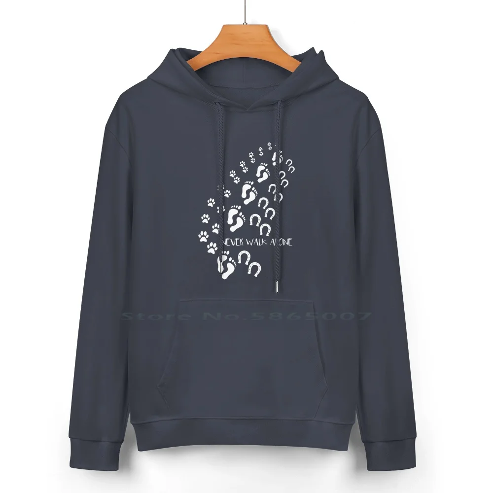 Dog And Horse Never Walk Pure Cotton Hoodie Sweater 24 Colors Horseshoe Sayings Riding Racing Never Walk Head 100% Cotton