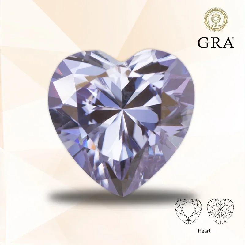 

Moissanite Stone Light Purple Color Heart Shape VVS1 Charms for Jewelry Making Necklace Earrings Materials with GRA Certificate