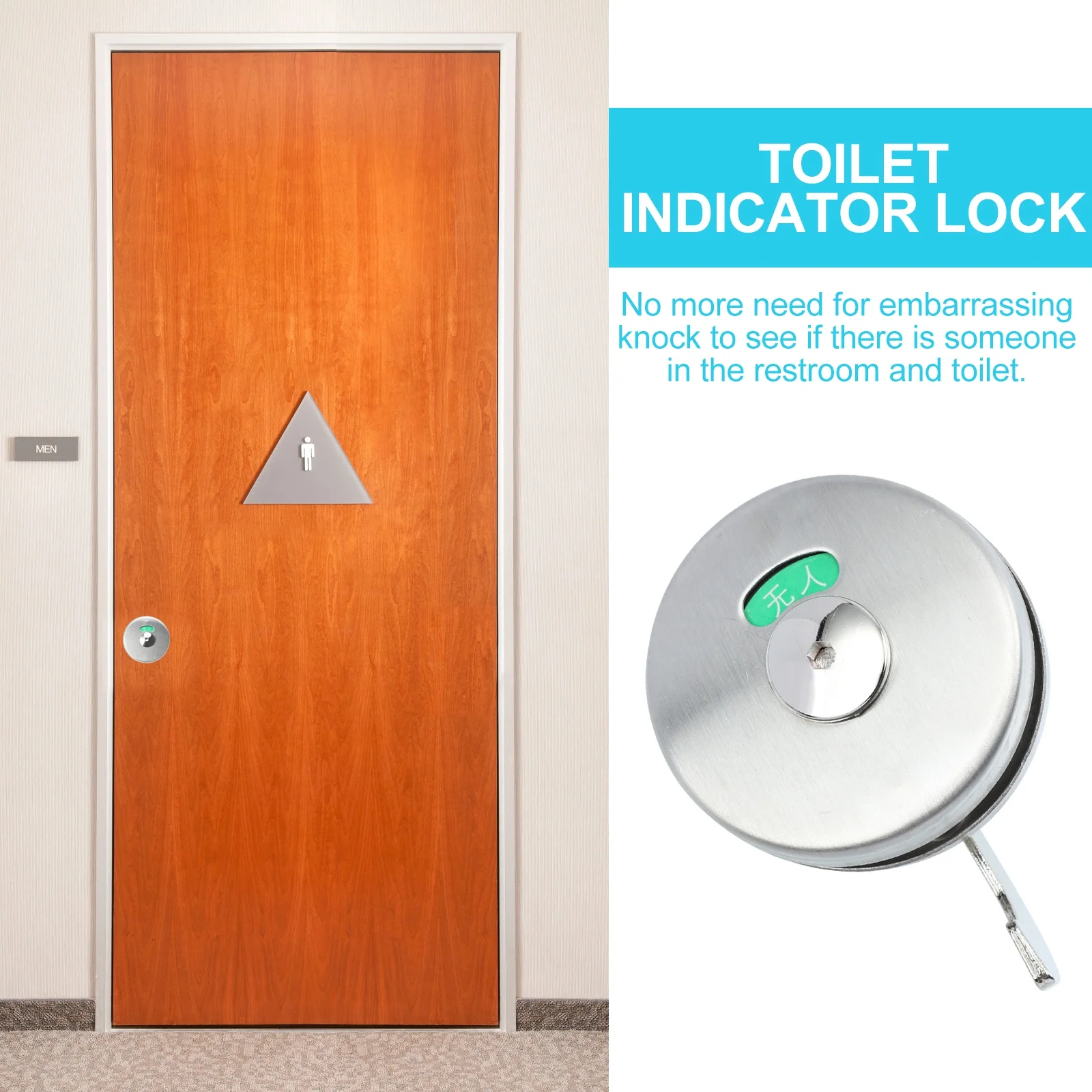 قفل مؤشر باب المرحاض من الفولاذ المقاوم للصدأ، أخضر وأحمر، حالة شغل، قسم المرحاض العام، مزلاج الخصوصية