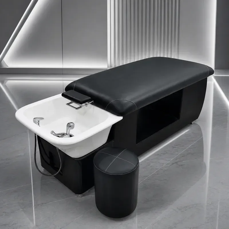Thai Ceramic Basin Shampoo Bed for Beauty and Barber Shop with Fumigation Water Circulation and Integrated Head Massage