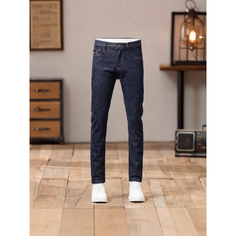 

2025 autumn new high-end original color jeans men's trend simple embroidery slim fit small foot street style men's pants