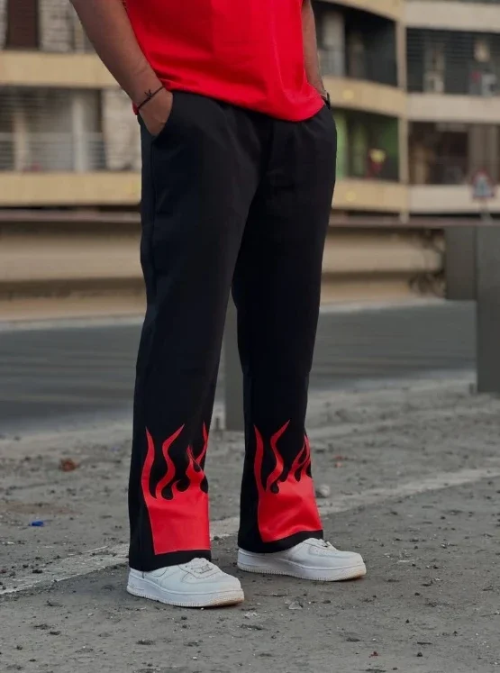 

Neutral flame printing tide brand pure cotton casual pants urban streetwear 2025 summer casual trousers street