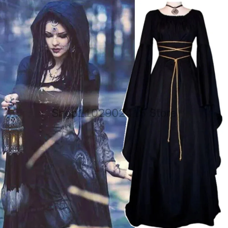 Vestido de bruja Medieval para mujer, Cosplay, novia vampiro, actuación de fiesta de Carnaval y Halloween, Ropa nueva, disfraces de mediana edad 2023