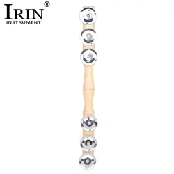 IRIN 6 Bells Cymbals Single Row Wooden Hand Bell Toy Rhythm Intellectual Toy for Children Education Orff Percussion Instrument