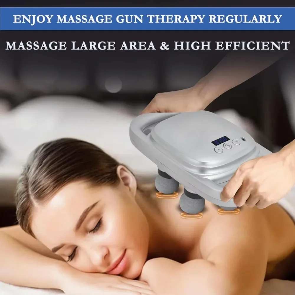 

Portable 4-Head Deep Tissue Muscle Massage Gun with LCD Display for Full Body Pain Relief Ideal Health Gift for Parents or Elder