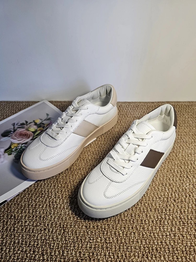 MOOQDAAX Platform Sneakers Woman Summer New 2024 Genuine Leather Casual Fashion Ladies Chunky Sole Mixed Color Vulcanized Shoes
