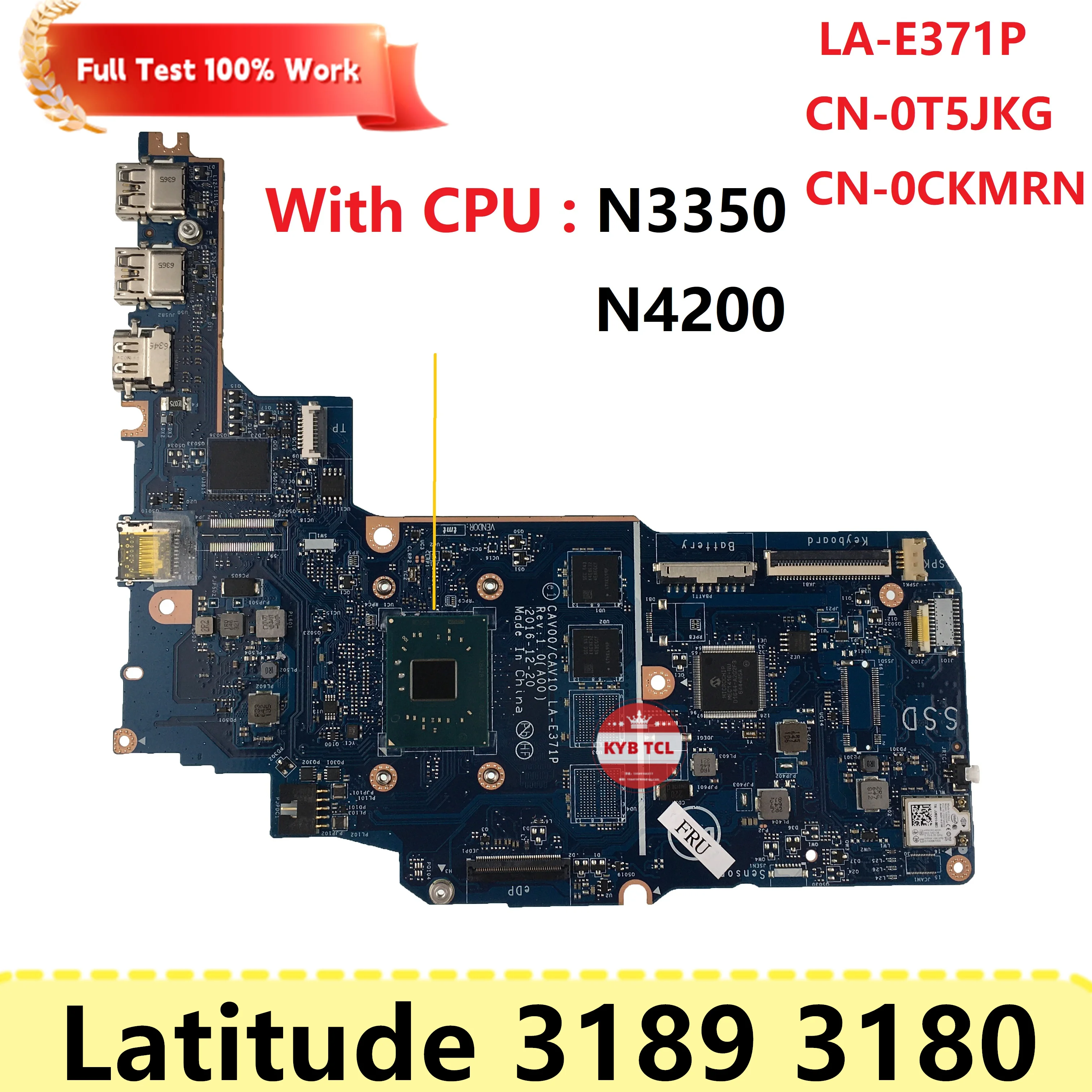 For DELL Latitude 3189 3180 Laptop Motherboard Celeron N3350 N4200 Mainboard CN-00D493 CN-0T5JKG 0T5JKG 0H86FX LA-E371P Notebook