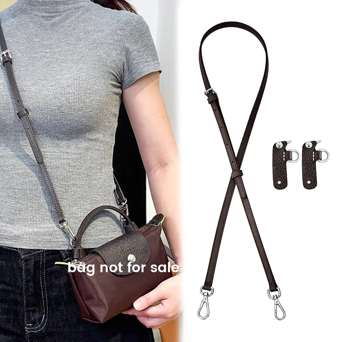 Tracolla per borsa in pelle per mini borsa Longchamp Mocha Accessori per borsa per modifica borsa con tracolla di ricambio durevole