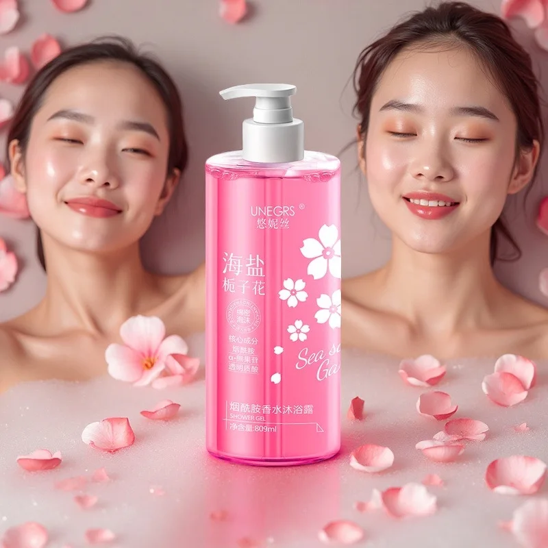 

Гель для душа с морской солью и оранжевым цветком, 809 мл, увлажняющий и увлажняющий, стойкий аромат, большая емкость, ниацинамидный гель для душа