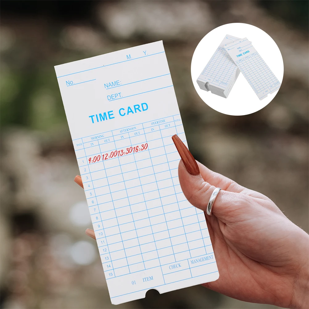 100 Pcs Timecard Classroom Money Reward System Punch Hole Paper Cards for Staff