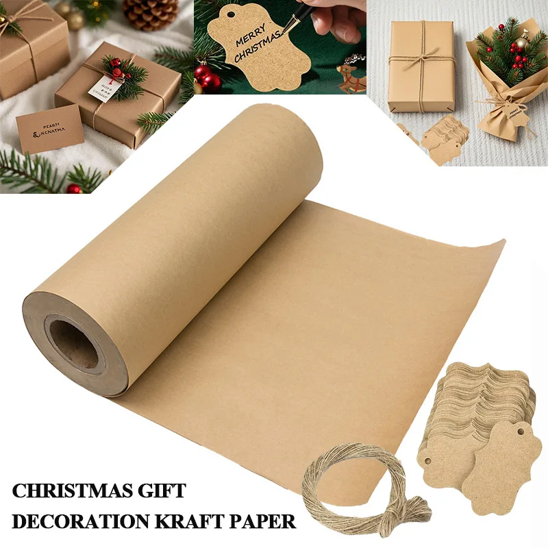 زينة عيد الميلاد 2025 كرافت ورقة العلامات DIY بها بنفسك التفاف هدية الزهور شجرة عيد الميلاد معلقة التسمية عيد الميلاد السنة الجديدة حفلة التفاف