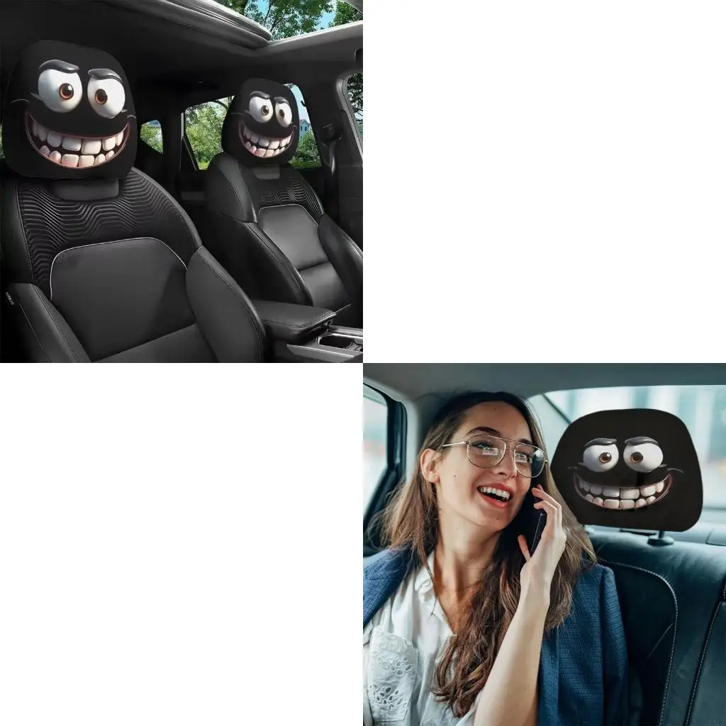 F1CF Machine Washable Automotive Headrest Covers With Eye Catching Patterns For Festive Vehicle Decoration