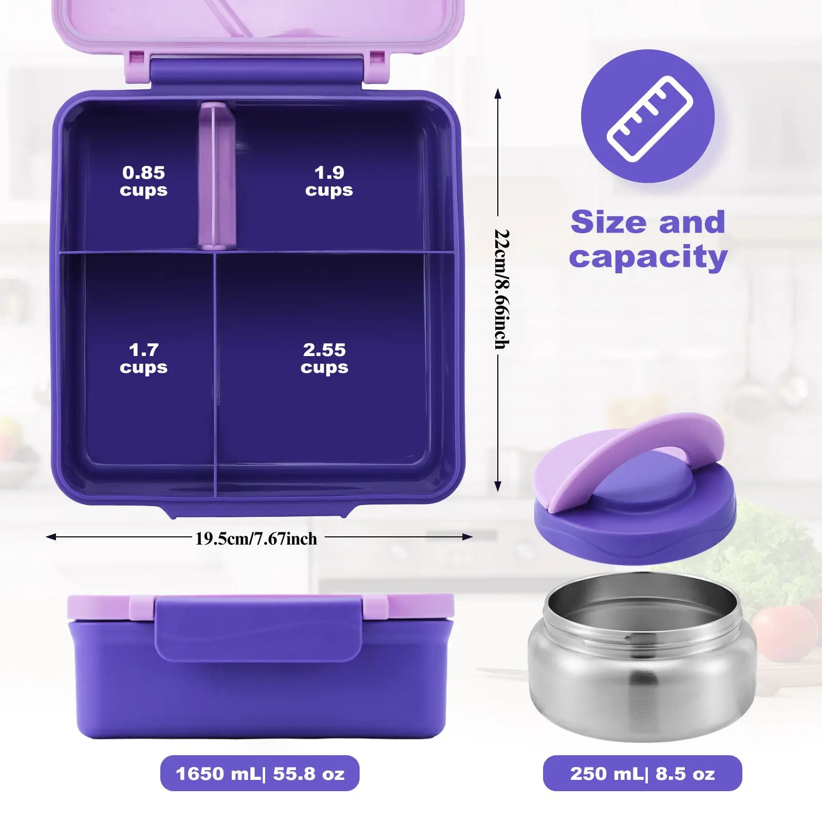 Four-Grid Lunch Box With Insulated Soup, For Teenagers And Workers At School, Canteen, Back School