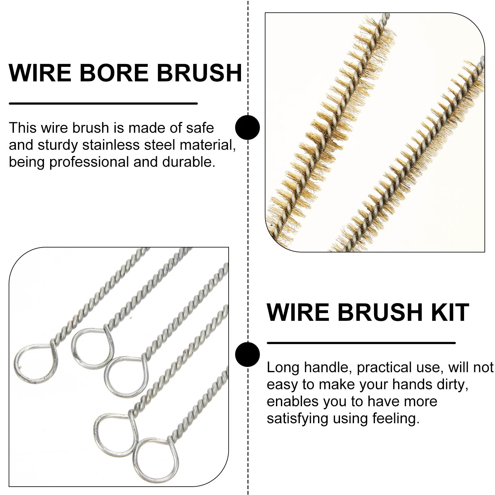 

10pcs Pipe Brushes Wire Cleaners Set Stainless Steel Tube Bore Brushes for Cleaning Polishing Rust Removal Machining
