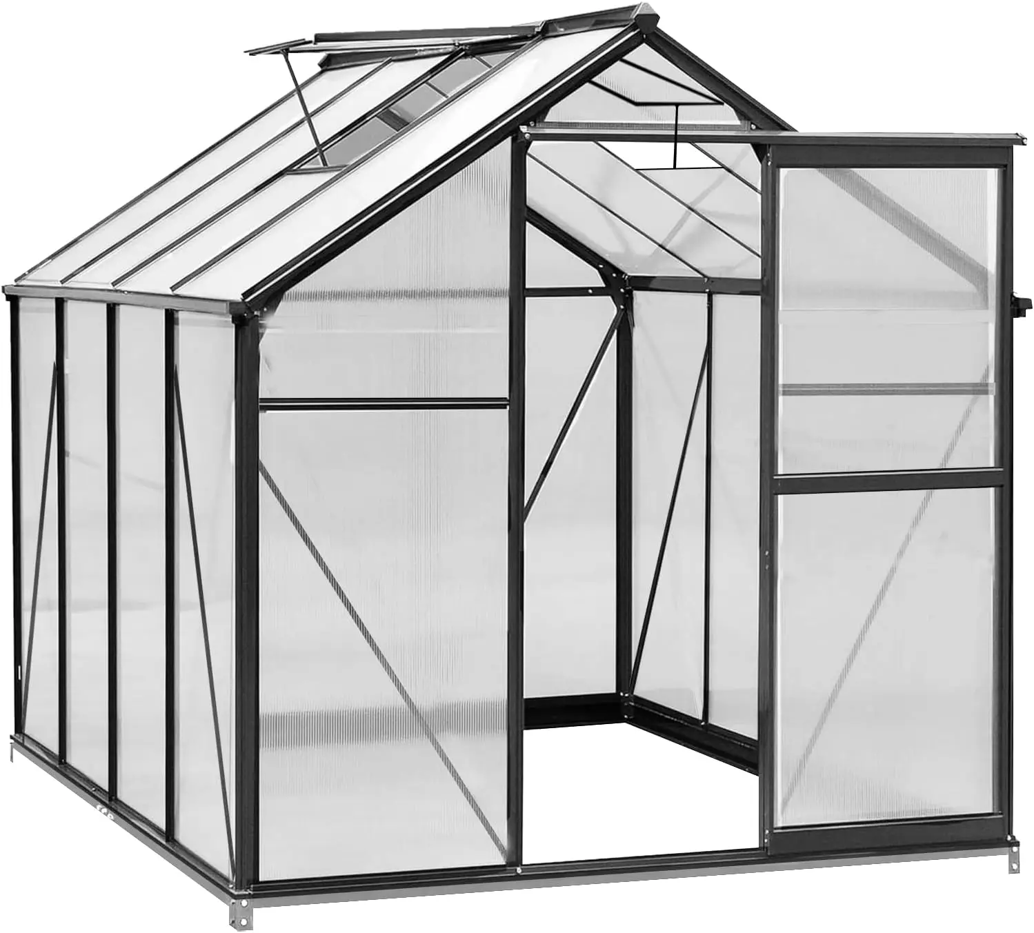 6x6 FT Outdoor Greenhouse, Polycarbonate Green Houses for Outside, Heavy Duty Large Walk in Green House