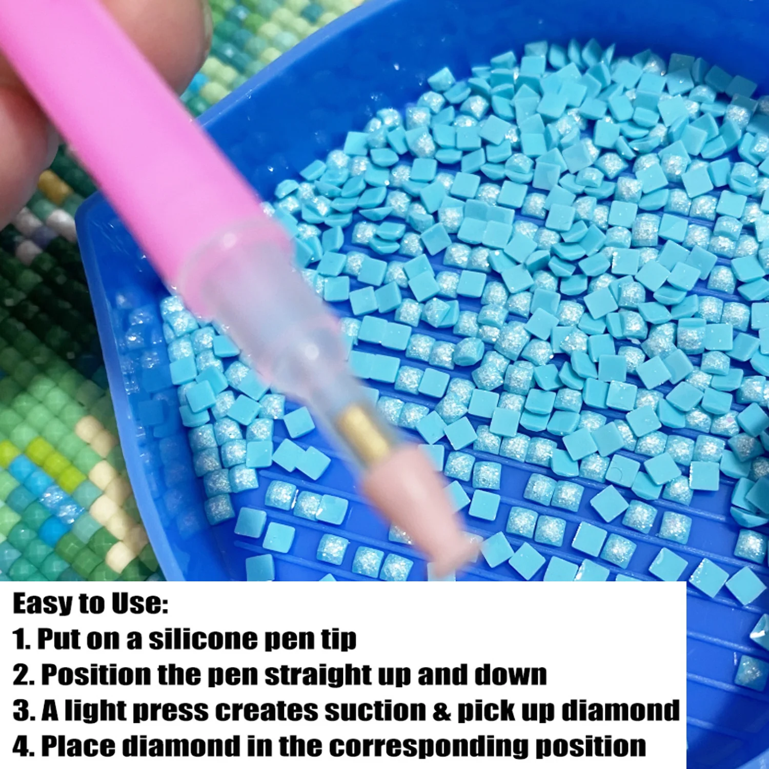 10 Silicone Tips & 3 Pens Diamond Painting Pen Set, Wax-Free No Electricity Essential Diamond Art Tool Accessory for DIY Crafts view 5