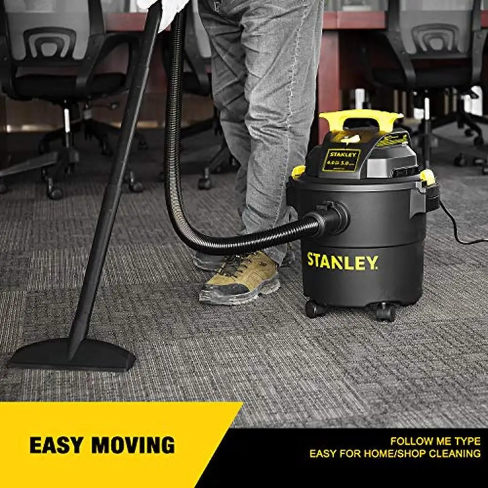 Powerful 4.0 HP AC Wet/Dry Vacuum 5 Gallon Corded Carpet Cleaning  Black High-Quality Cleaning Solution