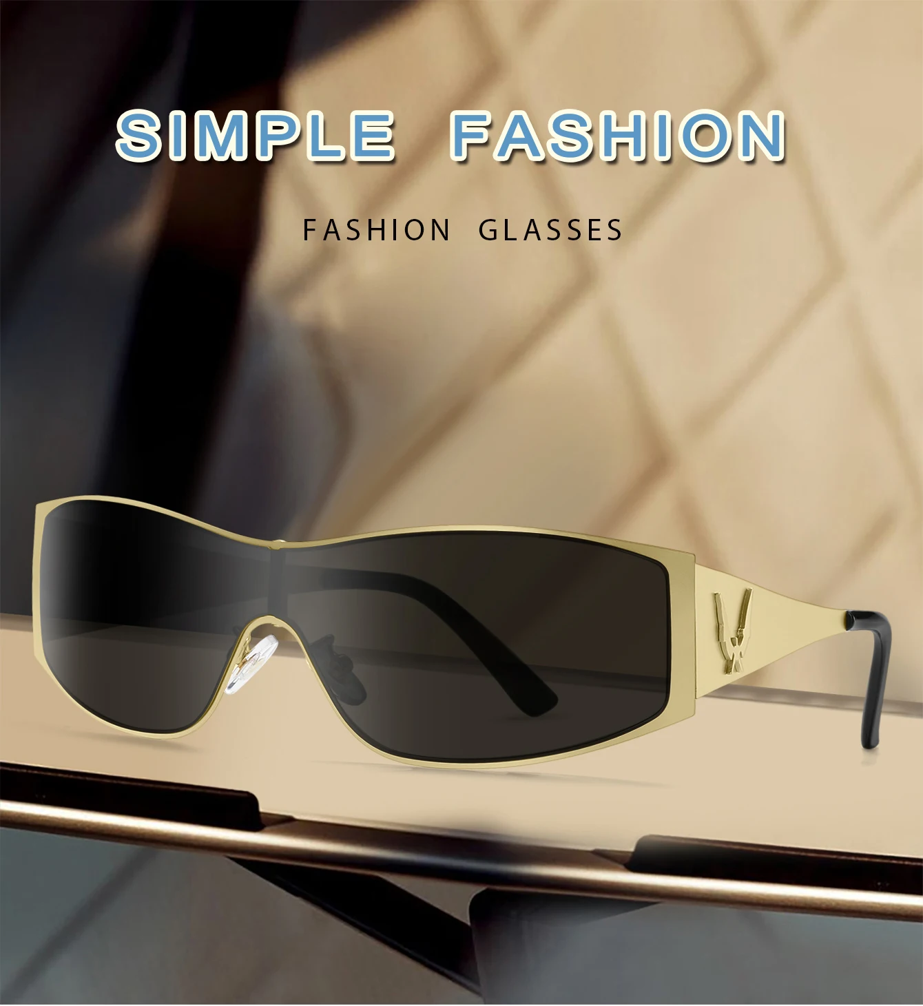 Modische Übergroße Metall-Sonnenbrille mit UV400-Schutz für Männer und Frauen im Vintage-Stil für Wandern und Radfahren – Detail 1