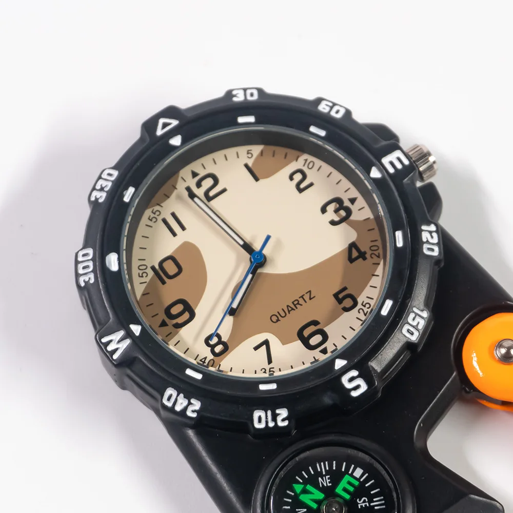 휴대용 포켓 시계 나침반 금속 걸이식 허리 시계 병따개, 남녀 노인용 스포츠 시계, 마운틴 시계