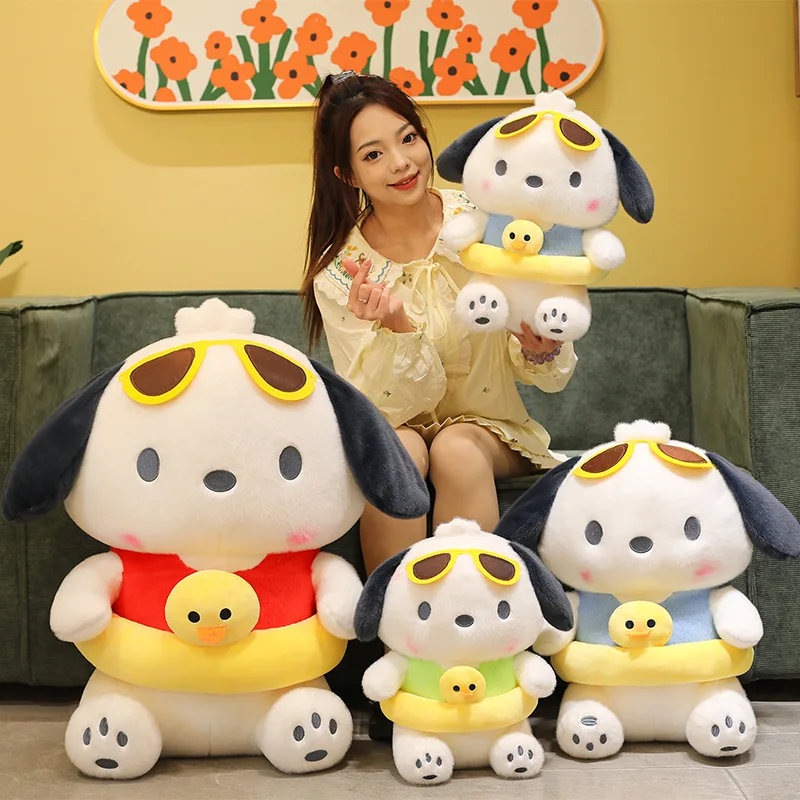 سانريو لطيف الكرتون ألعاب من نسيج مخملي باشا الكلب طوافة بلاستيكية للسباحة النوم جرو وسادة محشوة الحيوان الاطفال عيد الميلاد هدية عيد الميلاد للأطفال