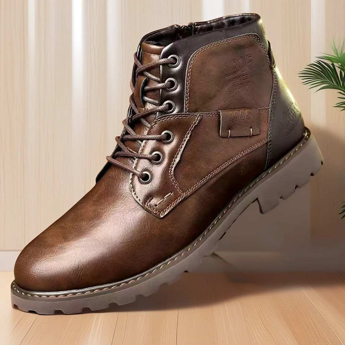 2025 Retro Ankle Leather Men Boots High-Top Side Zipper Tooling Black Brown Boots Classic Outdoor Desert Boots Autumn Shoes