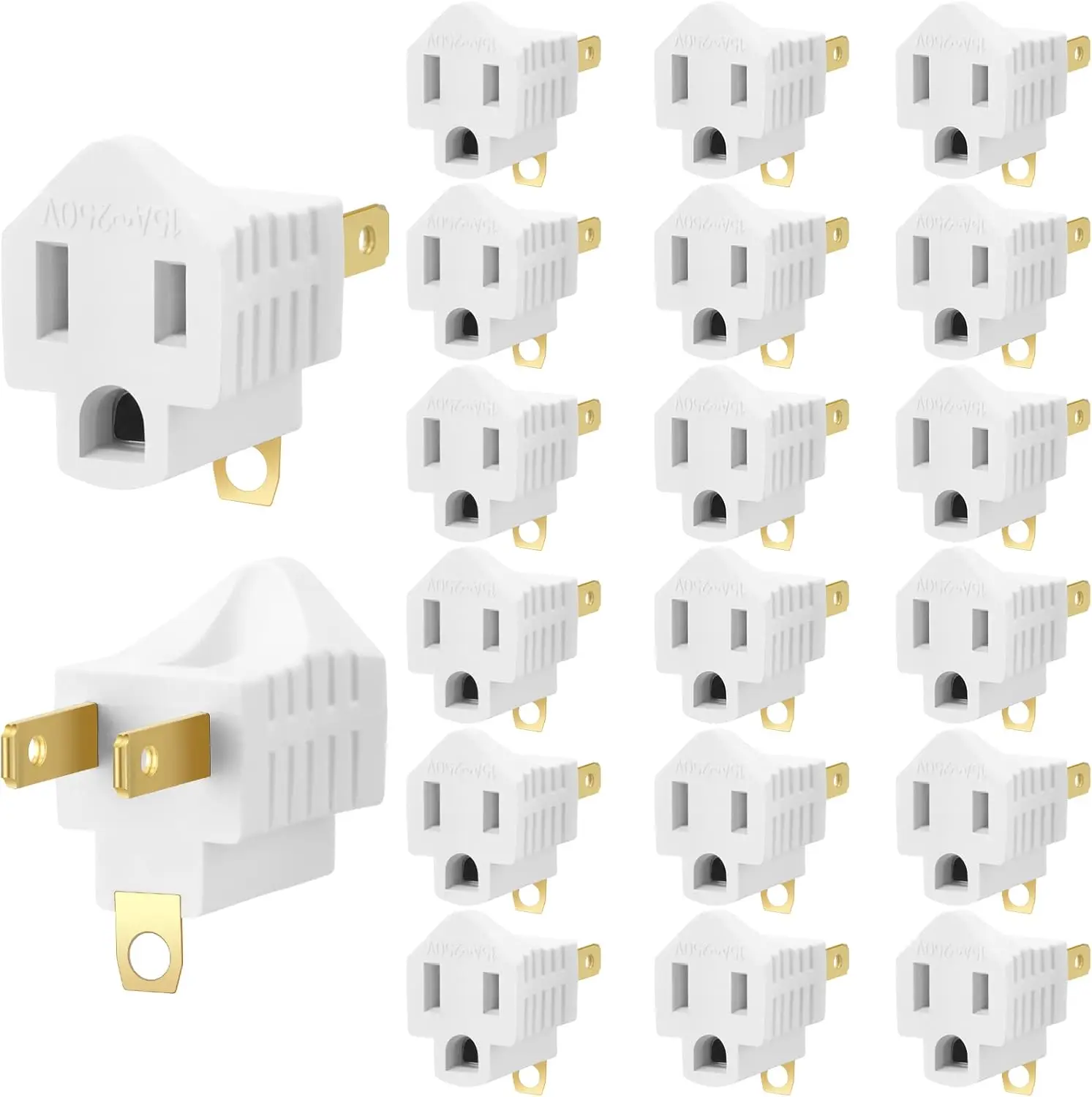 

20 Pieces 3 Prong To 2 Prong Pter Polarized 3 Pin To 2 Pin Power For Wall, Grounding Converter Pter, Outlets Plugs Household