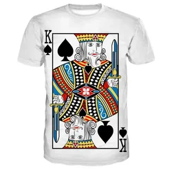 Summer 3D Print Classic Playing Card Pattern T-shirt, Comfortable Men's and Women's O-Neck Oversized Garment Short Sleeve Shirt