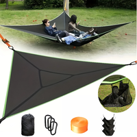4M Triangle Hammock with Anti-Roll Net Portable Camping Bed - Outdoor Breathable Mesh Tent Can Be Used as Sunshade for Hiking
