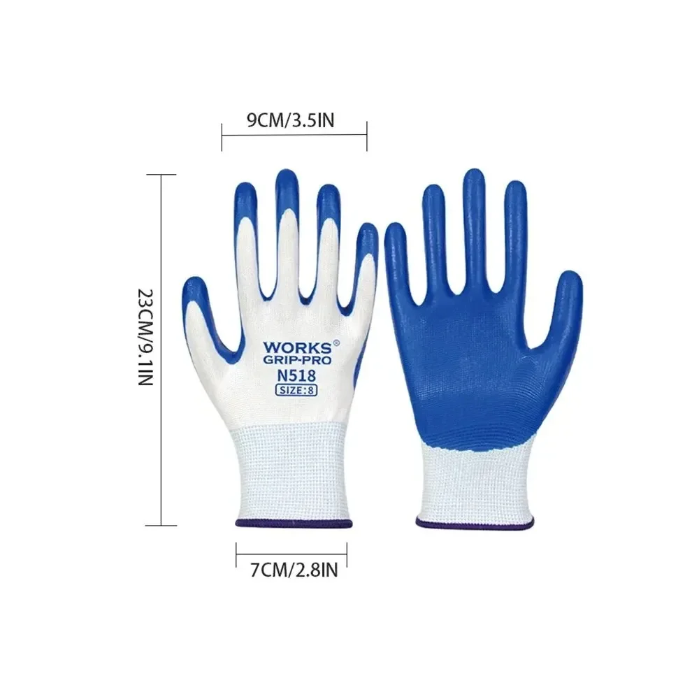 3 أزواج من قفازات النتريل غير القابلة للانزلاق والمقاومة للاهتراء وقابلة للتنفس وبناء العمل الصناعي وقفازات العمل غير القابلة للانزلاق #3
