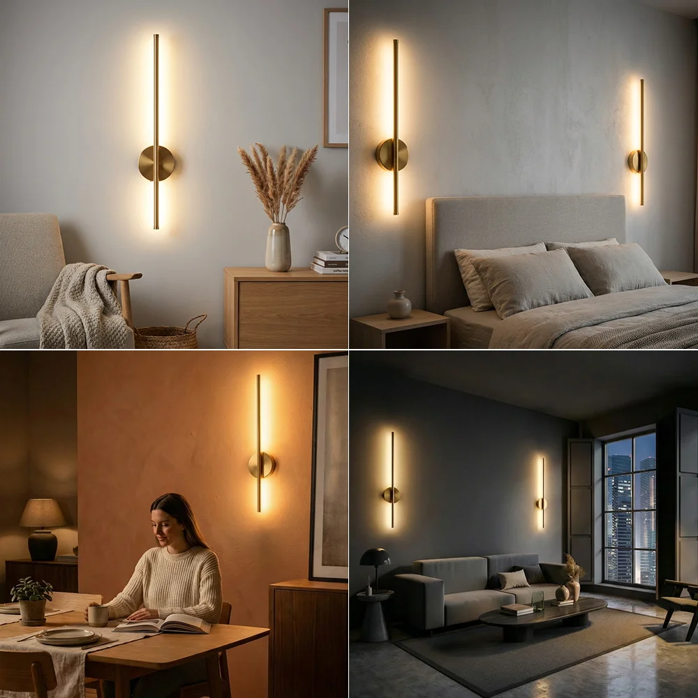 2 Packs Wall Light Sconces 60cm Battery Operated Gold Wireless Wall Lights Indoor LED Usb Rechargeable Interior Wall Sconce