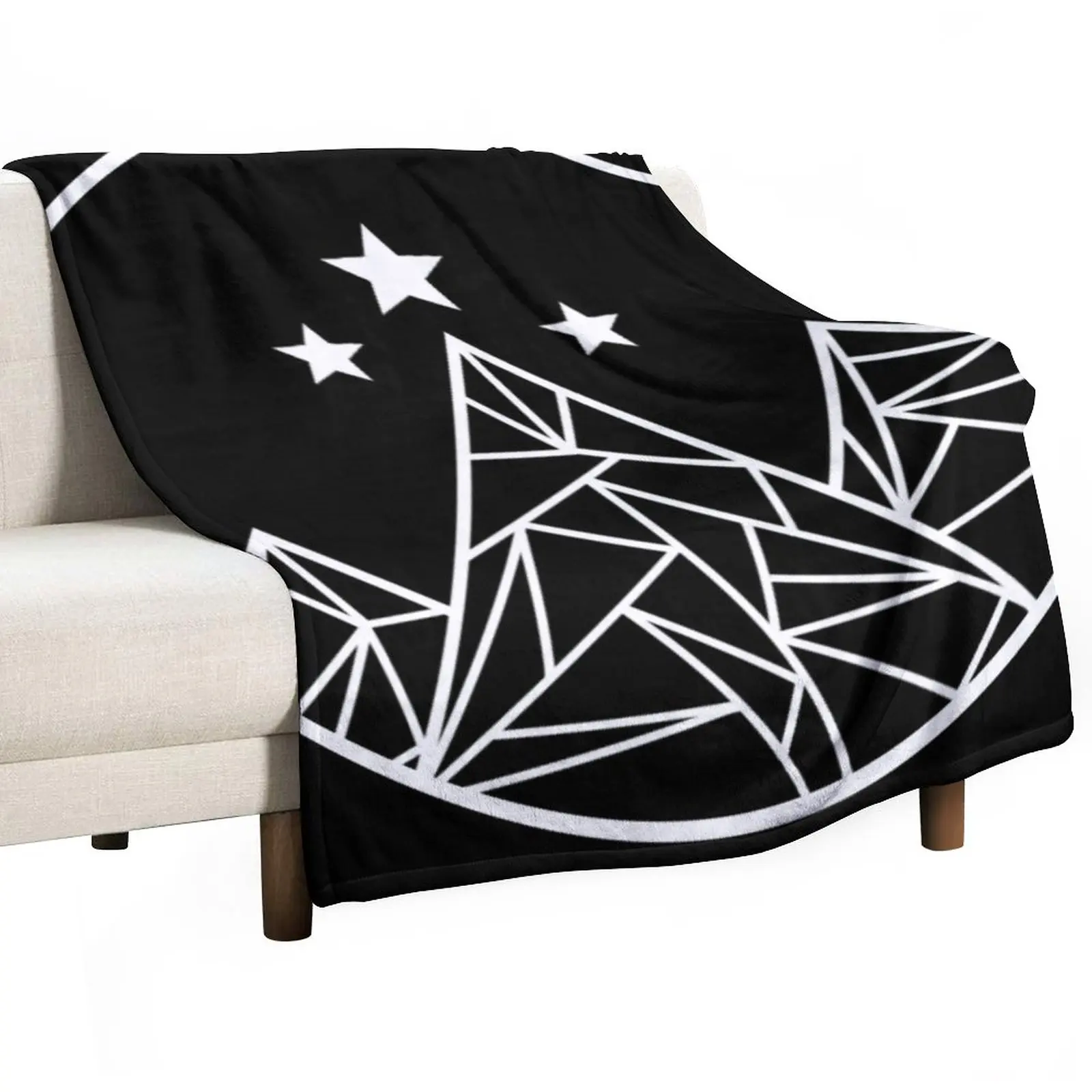 

Mountains and Stars - White Outline Throw Blanket Blanket Luxury Custom Blanket