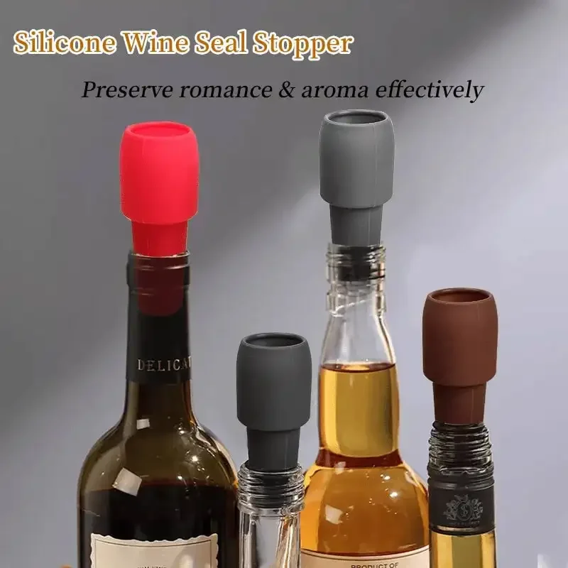 Silicone Wine Stoppers Beverage Bottle Sealer Reusable Sparkling Wine Bottle Stopper Keeping Wine Champagne Fresh Kitchen Tools