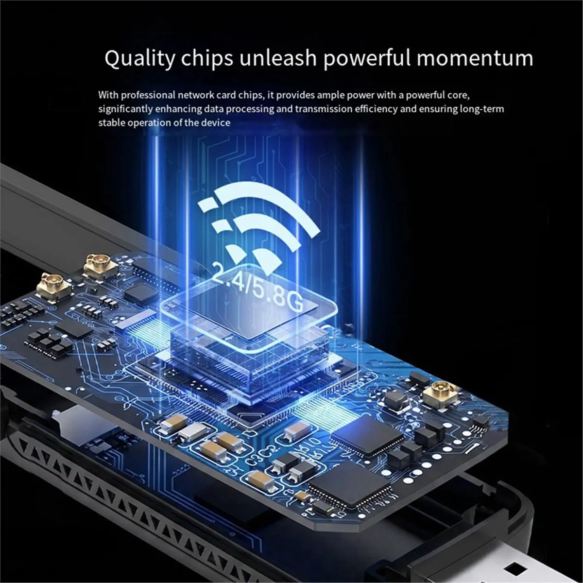 WiFi6 USB Wireless AX1800 Adapter Driver Free 2.4G+5.8G Dual Band 5dBi High Gain Antenna WiFi Dongle for Des