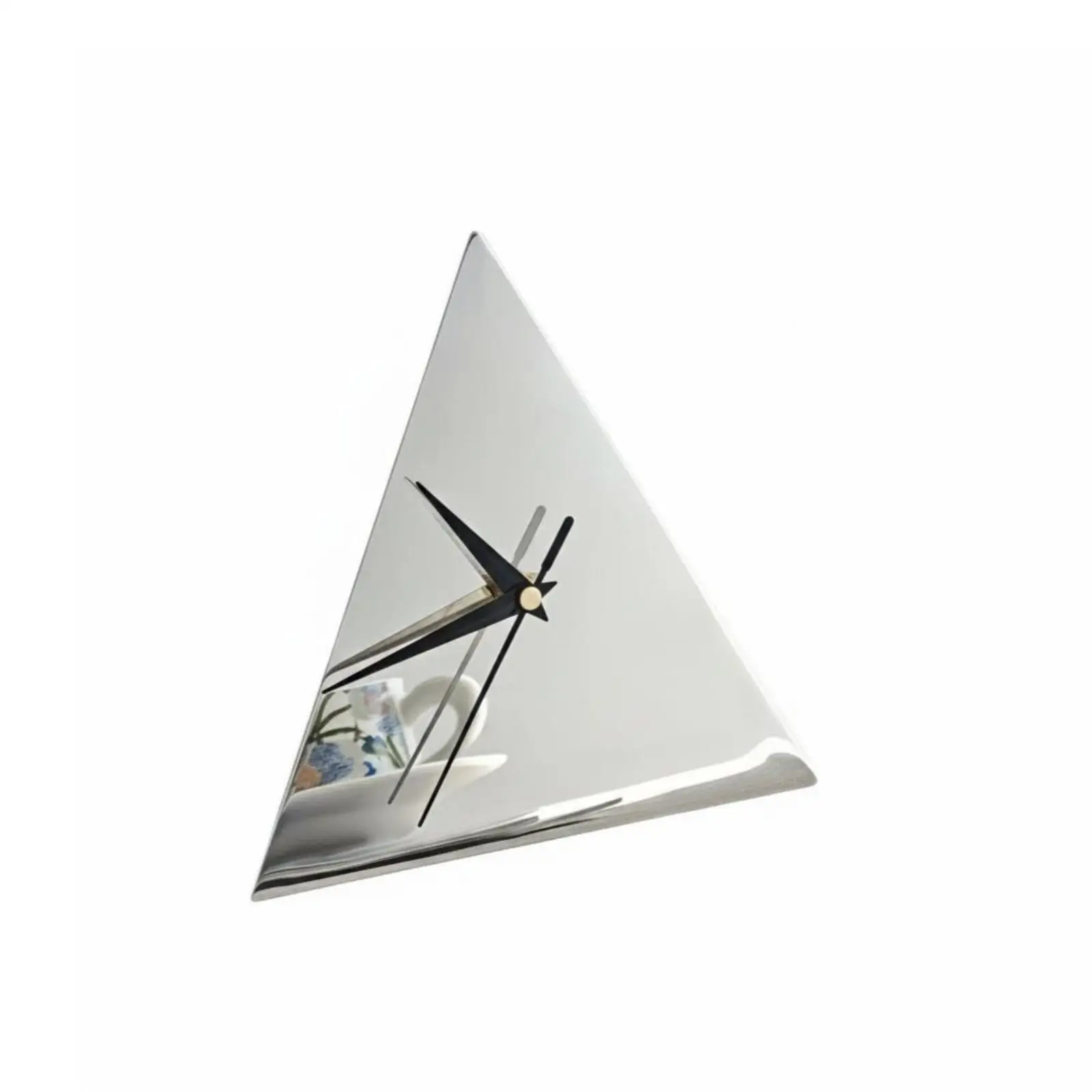 Metal Desk Clock Triangular Design Modern Style Decorative Clock Aesthetic Accessory for Living Room Workspace