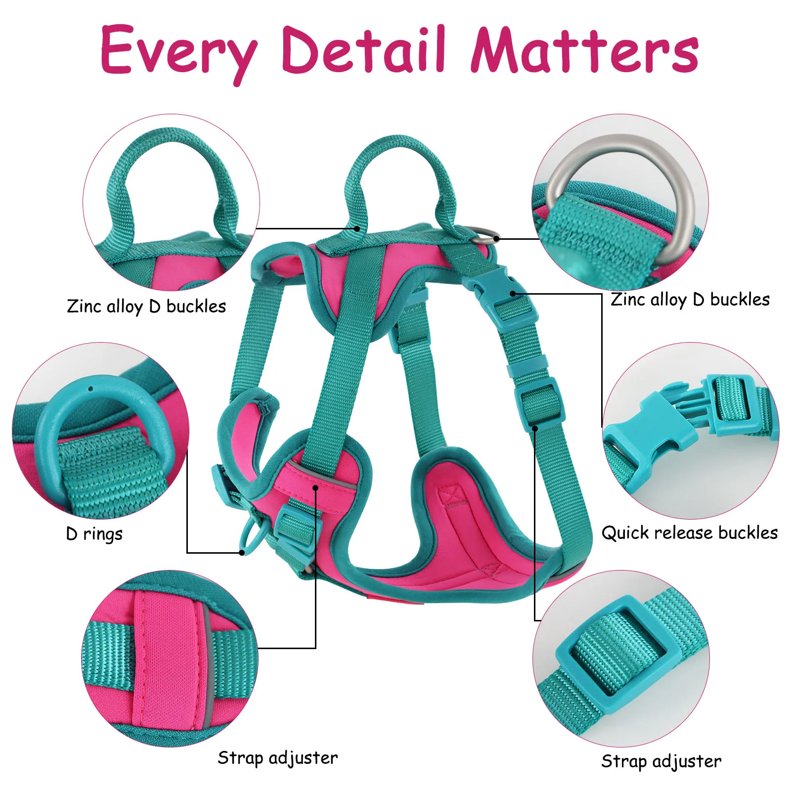 Lightweight Breathable For Medium No Pull Dog Harness for large Small dogs Adjustable Chest Strap Dog Harness Personalized