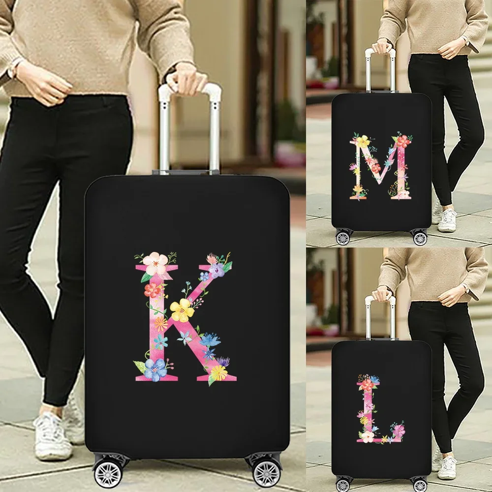 Travel Suitcase Cover Luggage Cover Protective Suitcase 18- 32 inch Pink Letter Series Baggage Elastic Dust Cover